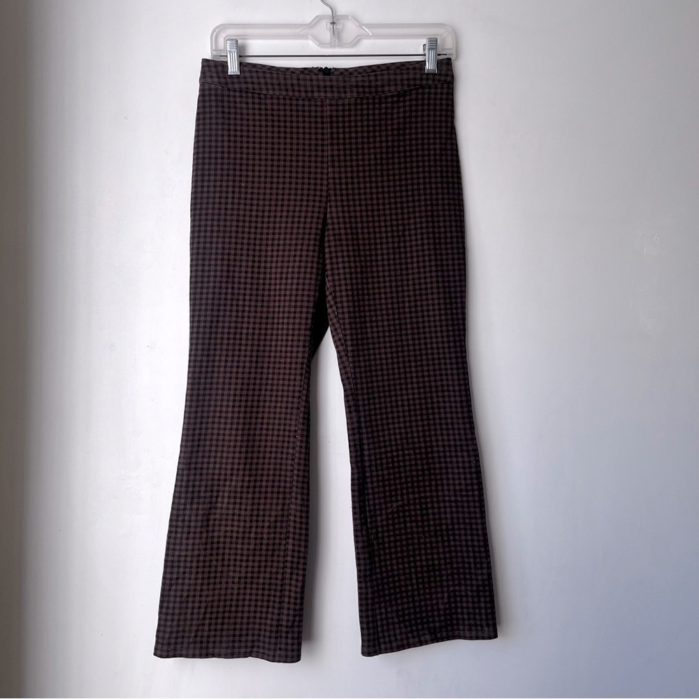 Le Lis Black Brown Gingham Retro Cropped Straight Leg Trouser Pants M